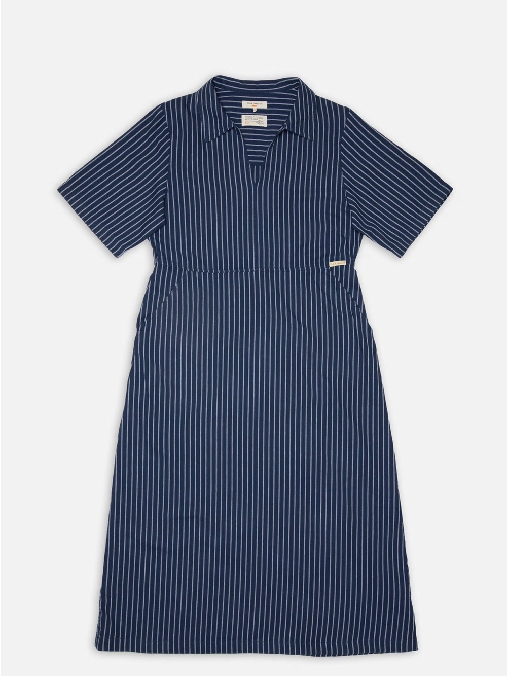 NUDIE JEANS Ronja Flannel Dress in Navy Pinstripe